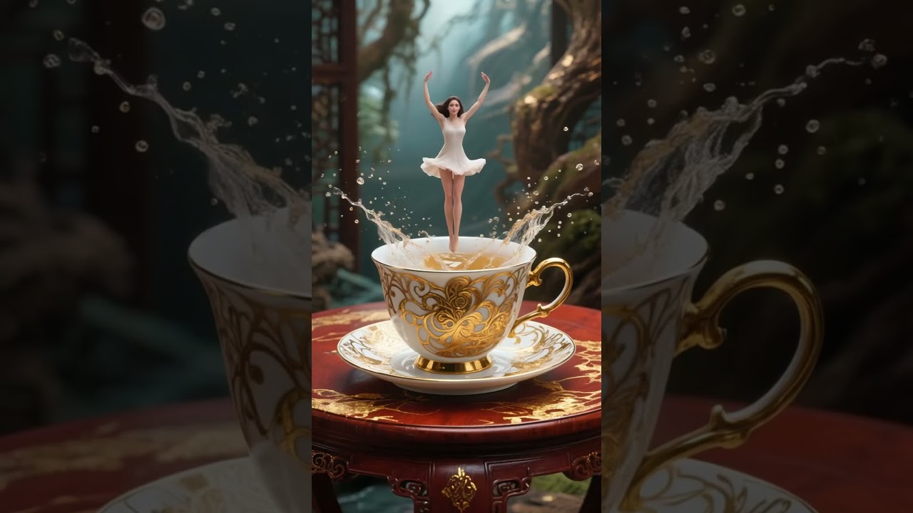 A beautiful woman is dancing a charming dance in the cup.#dance #girl